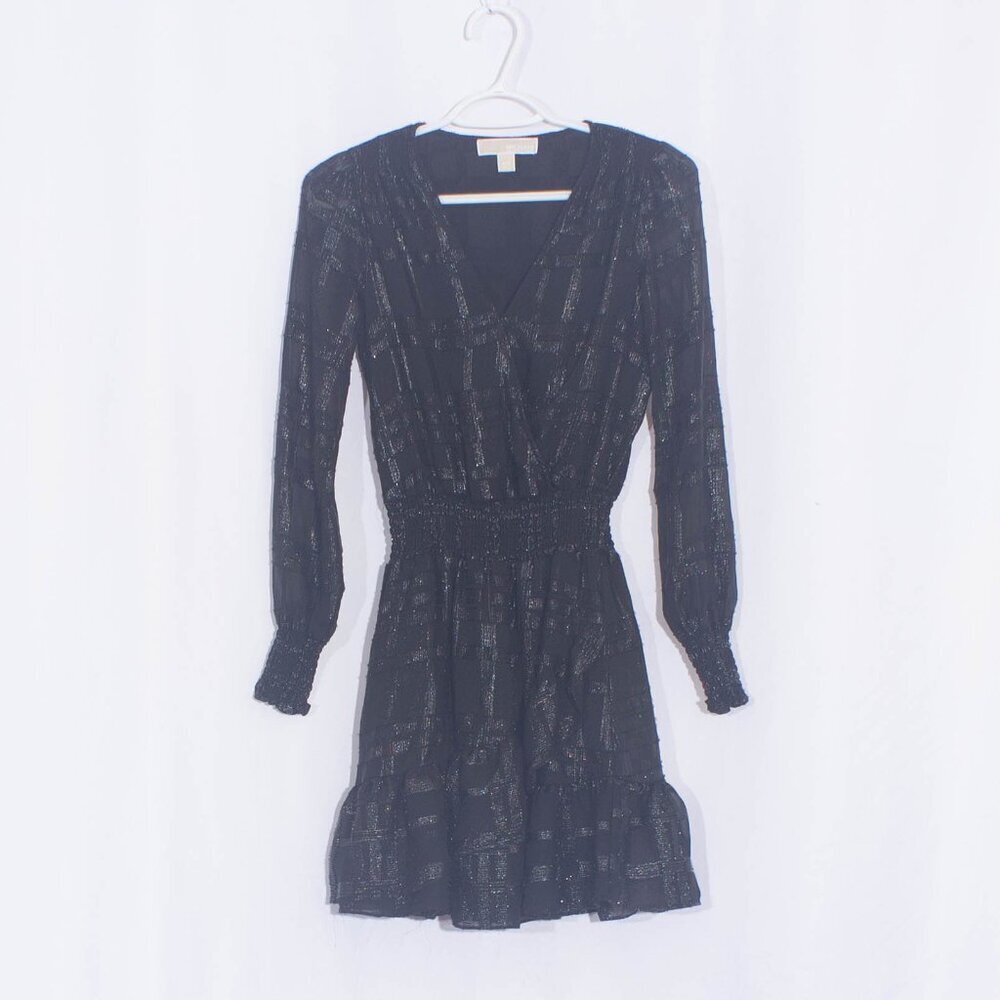 MICHAEL MICHAEL KORS Plaid Metallic Ruffle Dress Size S - Picture 9 of 16